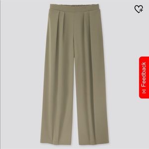 Uniqlo Crepe Jersey Wide Pants in Olive
